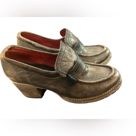 Freebird By Steven leather Loafers Like New women’s size 9 black brown distress - Picture 3 of 13